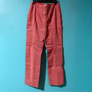 LOFT 4 Red White Pinstripe Linen Blend Straight Leg Pants